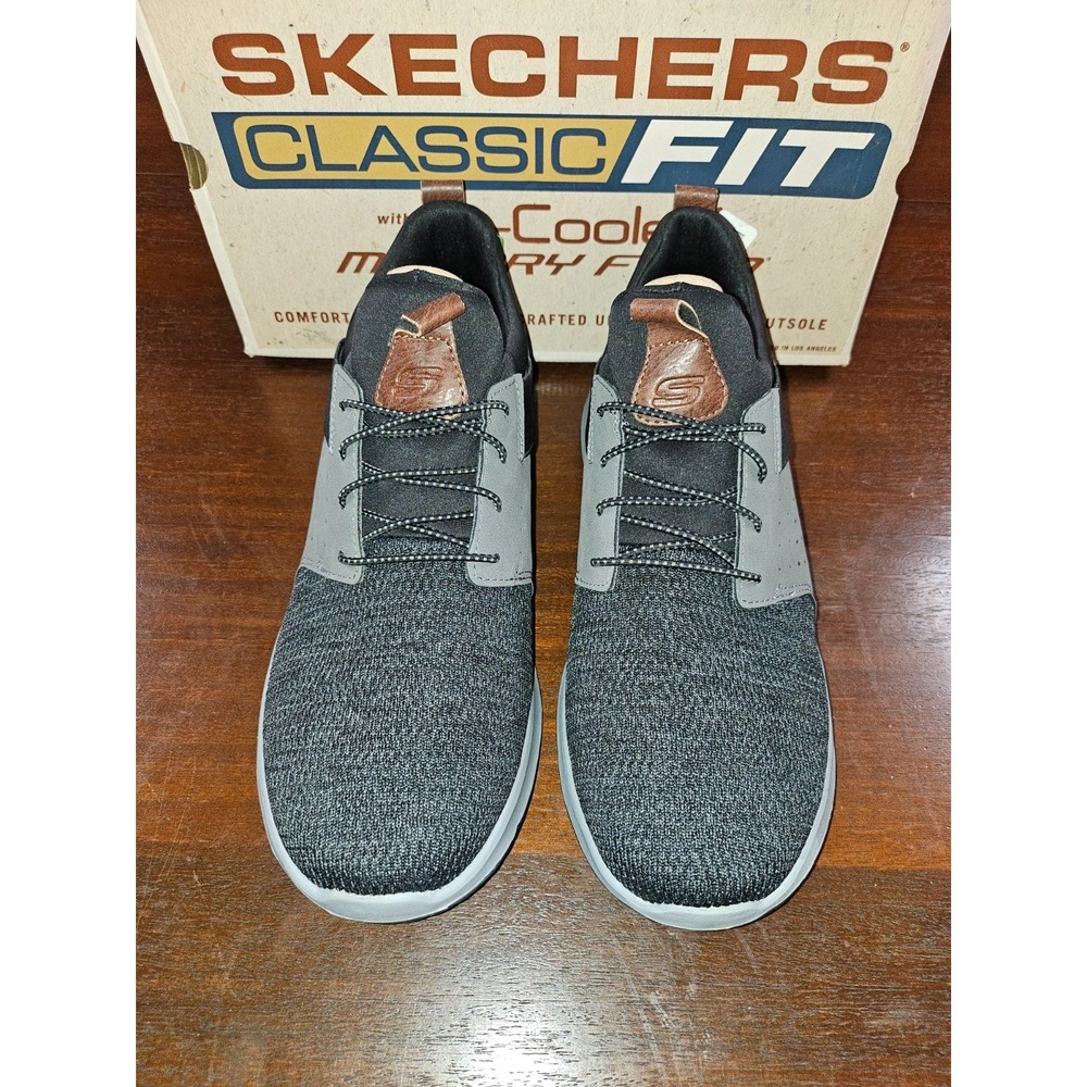 Skechers Men's Classic Fit-Delson-Camden Sneaker 11.5 Wide Black/Grey - Picture 1 of 8